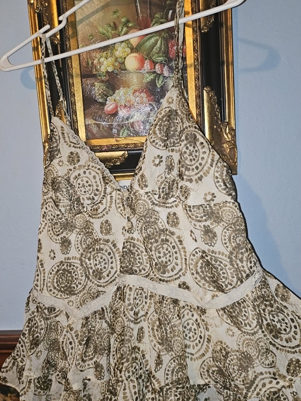 No Boundaries Cream and Olive Lace-Trim Slip Dress